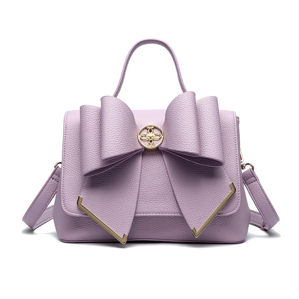 Crossi Elegant Lavender Handbag with Bow Accent